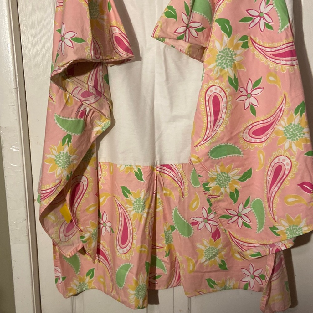 Lilly Pulitzer Twin Size Ruffled Bed Skirt Cotton Pink Floral Paisley USA
